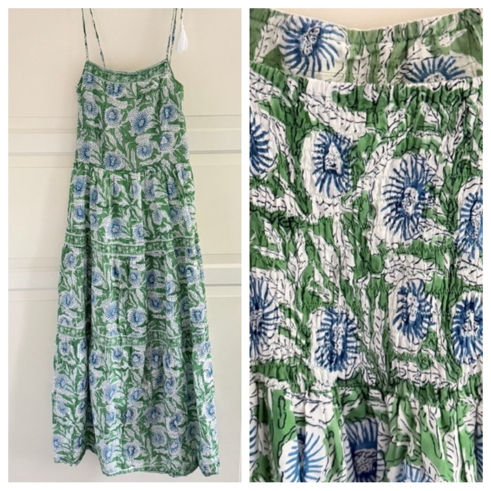 Marea By Liz Joy Floral Green and Blue Midi Dress